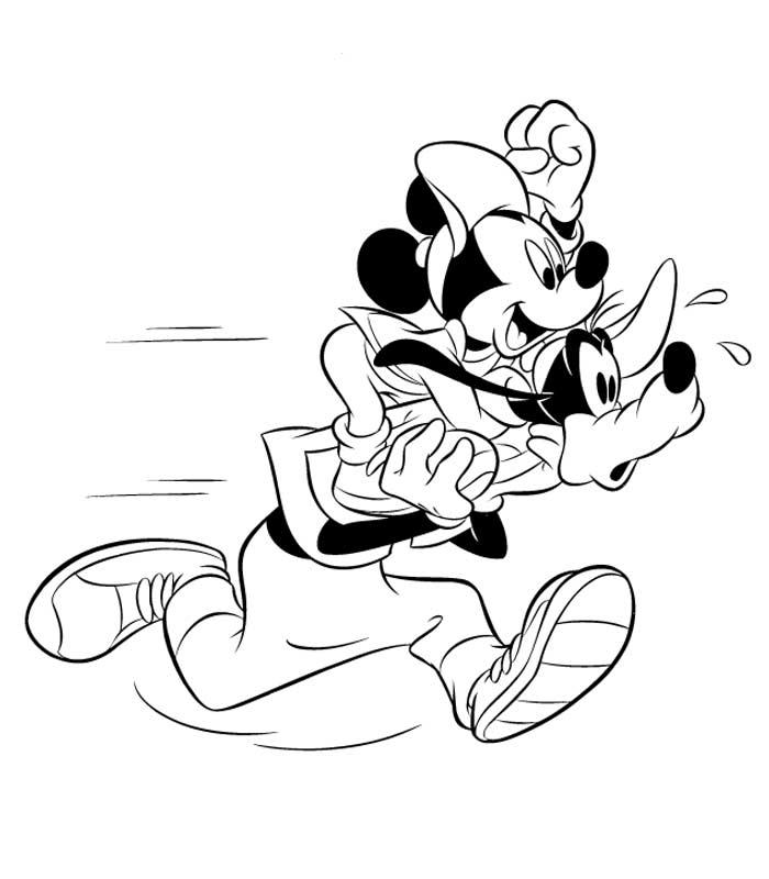 coloriage mickey et dingo courent